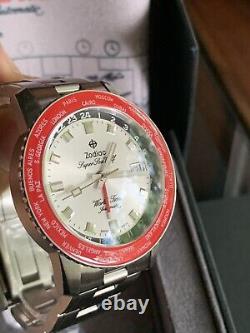 Rare Dial Limited Edition Zodiac Super Sea Wolf World Time GMT Red ZO9410 Watch