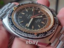 Rare Enicar Sherpa Guide 600 GMT/World Time 1960s Black Dial Vintage Watch