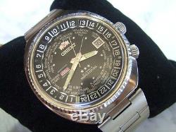 Rare Jumbo Size 70's Orient World Diver World Time Gmt Diver Automatic 6579