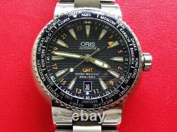 Rare Men Oris Diver Gmt World Time Ref 7608 Automatic Date 300m Clean