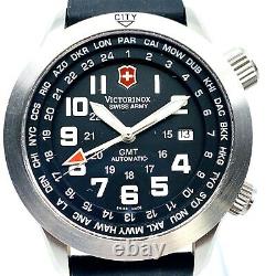Rare Mens 42mm Victorinox Automatic 24832 Airboss Mach 5 Gmt World Time Watch