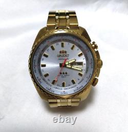 Rare ORIENT GMT World Time Automatic Men's Watch Gold Tone Fashion Timepiece