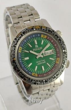 Rare Ricoh World Time GMT-61215A Automatic 21 Jew Fully Working Order Men Watch