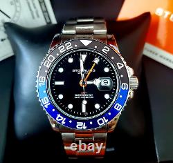 Rare Swiss Batman Stuhrling GMT Stainless Mens Diver Watch