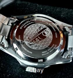 Rare Swiss Batman Stuhrling GMT Stainless Mens Diver Watch