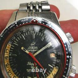 Rare Vintage 1960's Enicar Sherpa Guide 600 With GMT And World-Time Complication