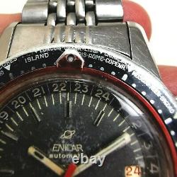 Rare Vintage 1960's Enicar Sherpa Guide 600 With GMT And World-Time Complication