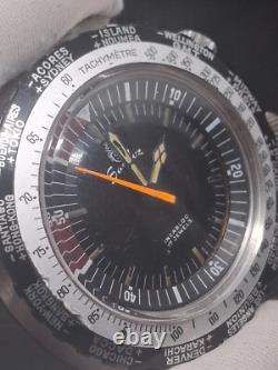 Rare Vintage SANDOZ GMT World Time Internal Rotating Bezel Compressor Watch