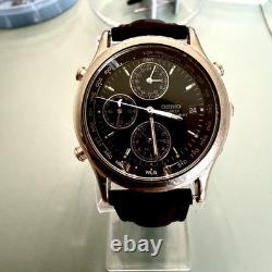 Rare Vintage Seiko Quartz World Timer 5t52-6a39 Gmt Alarm 37mm Men's Watch