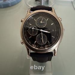 Rare Vintage Seiko Quartz World Timer 5t52-6a39 Gmt Alarm 37mm Men's Watch
