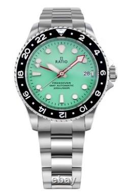 Ratio FreeDiver GMT Green Dial Automatic Diver's 200M Men's Watch RTF059
