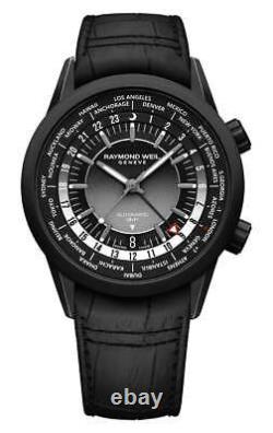 Raymond Weil Freelancer GMT Worldtimer Automatic Black Mens Watch 2765-BKC-20001