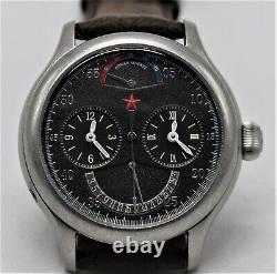 Red Star Seagull 45mm Black DUAL TIME GMT Auto Watch, Power Res. Flyback Date