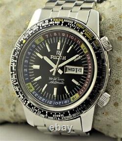 Ricoh World Time GMT-61215A Automatic Men Watch 21 Jewels Fully Working Order
