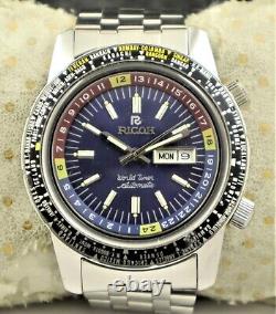 Ricoh World Time GMT-61215A Automatic Men Watch Day/Date 21J Fully Working Order