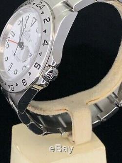 Rolex 16570 Explorer II 3186 Movement Polar White Dial Bezel Engraved Automatic