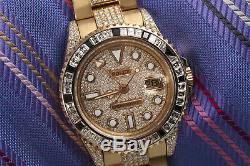 Rolex 40mm GMT Master II 18k Yellow Gold Men's Watch with Diamonds 16718