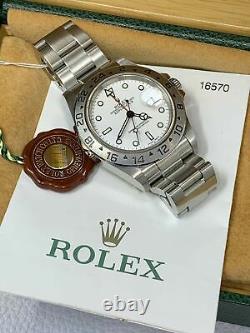 Rolex Explorer II Ref. 16570 WHITE POLAR DIAL No Holes Box & Papers