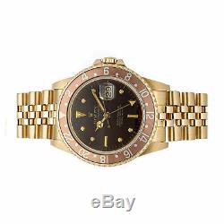 Rolex GMT-Master 40mm Automatic Yellow Gold Brown Dial Mens Watch Bracelet 16758