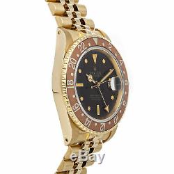 Rolex GMT-Master 40mm Automatic Yellow Gold Brown Dial Mens Watch Bracelet 16758