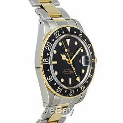 Rolex GMT Master Auto Steel Yellow Gold Mens Oyster Bracelet Watch Date 16753