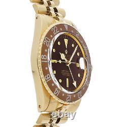 Rolex GMT Master Automatic 40mm Yellow Gold Mens Jubilee Bracelet Watch 1675