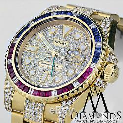 Rolex GMT Master II 116718 18k Yellow Gold PEPSI Diamonds/Rubies/Sapphires Bezel