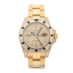 Rolex GMT-Master II Auto 40mm Gold Diamonds Mens Oyster Bracelet Watch116758SANR