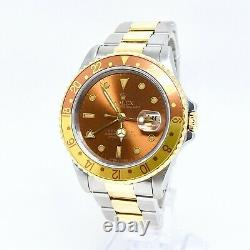 Rolex GMT Master II Ref16713 Root Beer/Tiger Eye 18K Gold and Steel