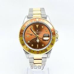 Rolex GMT Master II Ref16713 Root Beer/Tiger Eye 18K Gold and Steel