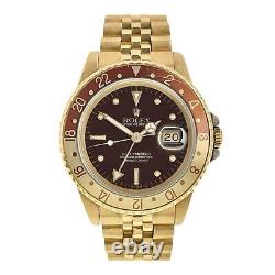 Rolex GMT Master Rootbeer 18k Gold Brown Dial 40mm Automatic Watch 16758