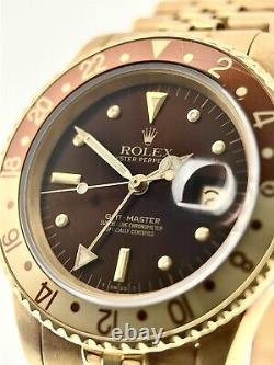 Rolex GMT Master Rootbeer 18k Gold Brown Dial 40mm Automatic Watch 16758