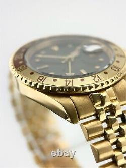 Rolex GMT Master Rootbeer 18k Gold Brown Dial 40mm Automatic Watch 16758