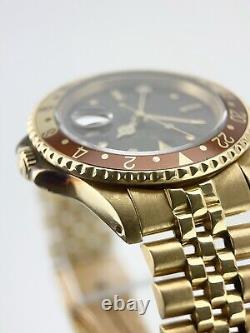 Rolex GMT Master Rootbeer 18k Gold Brown Dial 40mm Automatic Watch 16758
