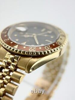 Rolex GMT Master Rootbeer 18k Gold Brown Dial 40mm Automatic Watch 16758