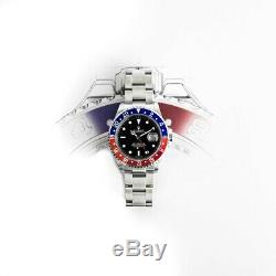 Rolex Men's GMT-Master II Wristwatch, Pepsi Bezel, Black Face, 16710