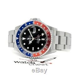 Rolex Men's GMT-Master II Wristwatch, Pepsi Bezel, Black Face, 16710