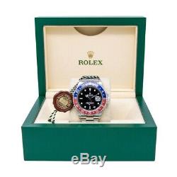 Rolex Men's GMT-Master II Wristwatch, Pepsi Bezel, Black Face, 16710