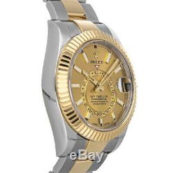 Rolex Sky-Dweller Steel Gold Auto 42mm Fluted Bezel Oyster Bracelet Mens 326933