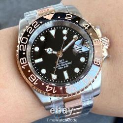 Rose Gold NH34 Automatic Men Watch GMT Diver Watches Waterproof Sapphire 40mm