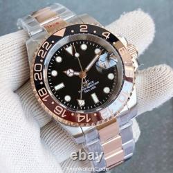 Rose Gold NH34 Automatic Men Watch GMT Diver Watches Waterproof Sapphire 40mm