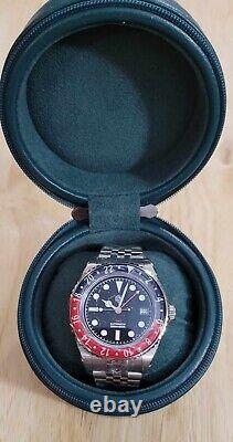 SAN MARTIN GMT SN0109-G NH34 Automatic Stainless Steel Pepsi Men's Watch w Box