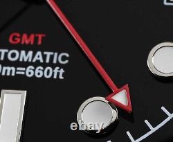 SAN MARTIN GMT SN0109-G NH34 Automatic Stainless Steel Pepsi Men's Watch w Box