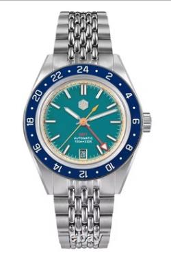 SAN MARTIN SN0116 GMT 39.5mm Blue/Green 100M Automatic NH34 Sapphire Watch