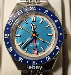 SAN MARTIN SN0116 GMT 39.5mm Blue/Green 100M Automatic NH34 Sapphire Watch