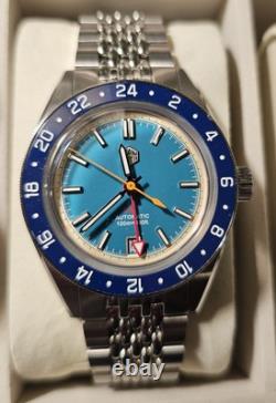 SAN MARTIN SN0116 GMT 39.5mm Blue/Green 100M Automatic NH34 Sapphire Watch