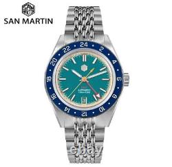 SAN MARTIN SN0116-G GMT NH34 Automatic Stainless Steel 39.5mm 10ATM Men's Watch