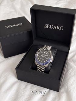 SEDARO GMT Style Watch Japanese NH35 Black & Blue Bezel Automatic 41mm