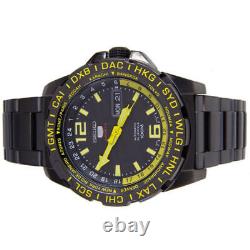SEIKO 5 Automatic SPORTS SRP689 WORLD TIME Stainless Steel Band Black Mens Watch