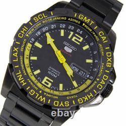 SEIKO 5 SPORTS SRP689 WORLD TIME Automatic Stainless Steel Band Black Mens Watch